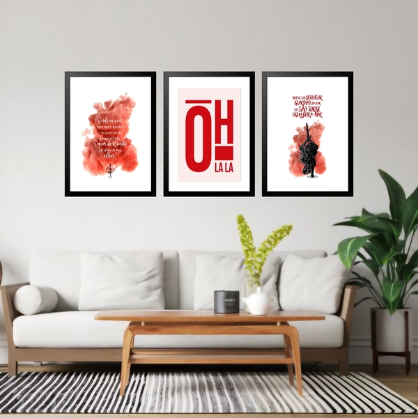 Kit 3 Quadros Grandes Ogum 60x48cm Moldura Branca