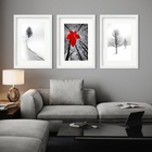 Kit 3 Quadros Grandes Outono Inverno - 60x48cm Moldura Branca