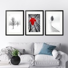 Kit 3 Quadros Grandes Outono Inverno - 60x48cm Moldura Branca