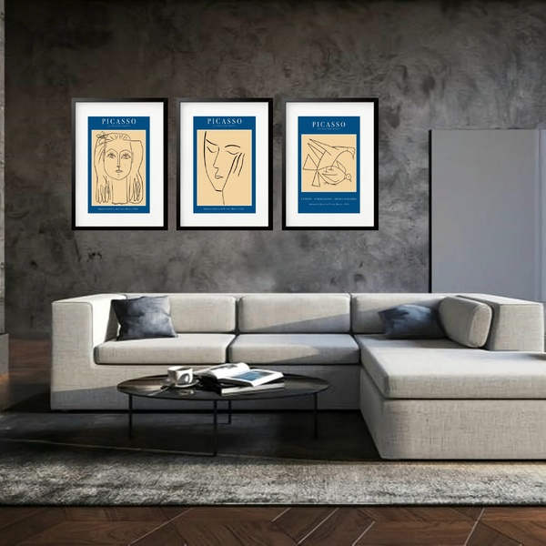 Kit 3 Quadros Grandes Picasso Les Dejeuners Dessins Collectio