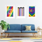 Kit 3 Quadros Grandes Pride 60x48cm Moldura Preta