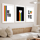 Kit 3 Quadros Grandes Pride Be You 60x48cm Moldura Branca