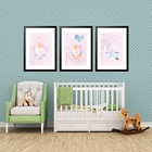 Kit 3 Quadros Grandes Quarto Infantil Baby Elefante 60x48cm M