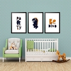 Kit 3 Quadros Grandes Quarto Infantil Be Dino Party 60x48cm M
