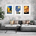 Kit 3 Quadros Grandes Releitura Van Gogh 60x48cm Moldura Bran