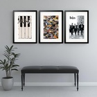 Kit 3 Quadros Grandes The Beatles - 60x48cm Moldura Preta