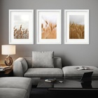 Kit 3 Quadros Grandes Trigo - 60x48cm Moldura Preta