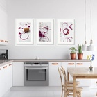 Kit 3 Quadros Grandes Vinho Abstrato 60x48cm Moldura Preta