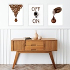 Kit 3 Quadros Grãos De Café Gotas - On Off 45x34cm Moldura Pr