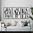 Kit 3 Quadros Gratidão Amor E Família 45x34cm - Com Vidro Mol