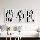 Kit 3 Quadros Gratidão Amor E Família 60x40cm Moldura:madeira