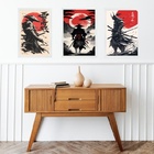 Kit 3 Quadros Gravuras Artes Samurais 45x34cm - Com Vidro Mol