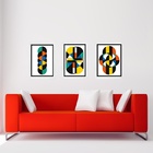Kit 3 Quadros Gravuras Coloridas Bauhaus 45x34cm Moldura Preta