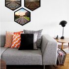 Kit 3 Quadros Hexagonais Paisagem Trilho Trem