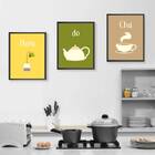 Kit 3 Quadros Hora Do Chá 45x34cm - Com Vidro Moldura:madeira