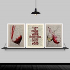 Kit 3 Quadros I Like To Cook With Wine 45x34cm - Com Vidro Mo