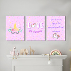 Kit 3 Quadros Infantil Unicórnio  Desenho