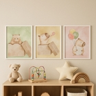 Kit 3 Quadros Infantis Aquarela Capivarinhas 33x24cm - Com Vi