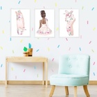 Kit 3 Quadros Infantis Bailarinas Morenas 45x34cm - Com Vidro