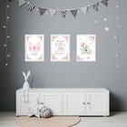 Kit 3 Quadros Infantis Cristãos - Borboleta Rosa 45x34cm - Co