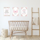 Kit 3 Quadros Infantis Cristãos Borboletas Santo Anjo 45x34cm