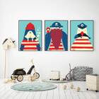 Kit 3 Quadros Infantis Marinheiros 24x18cm Moldura:madeira Pr