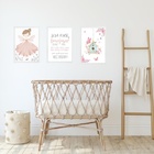 Kit 3 Quadros Infantis Menina Borboletinha - Salmo 24x18cm Mo