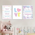 Kit 3 Quadros Infantis Menina - Fada Sereia Unicórnio 45x34cm