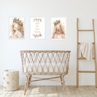 Kit 3 Quadros Infantis Princesa - Sonhe Alto 45x34cm - Com Vi