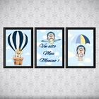 Kit 3 Quadros Infantis Voe Alto Ursinhos 24x18cm - Com Vidro