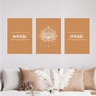 Kit 3 Quadros Inhale Exhale -mandala 33x24cm Moldura:madeira