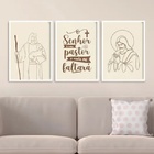 Kit 3 Quadros Jesus - O Senhor É Meu Pastor 45x34cm - Com Vid