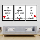 Kit 3 Quadros Lar, Família, Benção - Branco 45x34cm - Com Vid