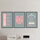 Kit 3 Quadros Lavanderia Cinza E Rosa 33x24cm Moldura:madeira