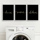 Kit 3 Quadros Lavar Passar Dobrar Lavanderia 45x34cm - Com Vi