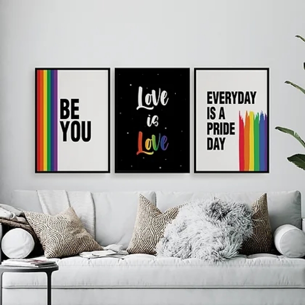 Kit 3 Quadros Lgbt Be You 33x24cm - Com Vidro Moldura:madeira