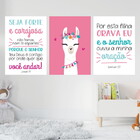 Kit 3 Quadros Lhama Frases 33x24cm Moldura:madeira Branca