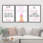 Kit 3 Quadros Limpeza De Pele 45x34cm - Com Vidro Moldura:mad