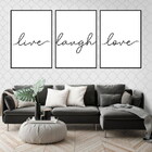 Kit 3 Quadros Live, Laugh, Love 24x18cm - Com Vidro Moldura:m