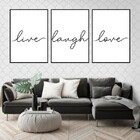 Kit 3 Quadros Live, Laugh, Love 24x18cm - Com Vidro Moldura:m