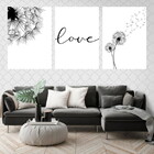 Kit 3 Quadros Love Dente De Leão 45x34cm Moldura:madeira Bran