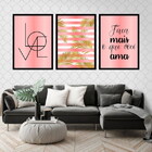 Kit 3 Quadros Love Faça Mais O Que Você Ama 45x34cm - Com Vid