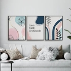 Kit 3 Quadros Love Faith Gratitude 33x24cm - Com Vidro Moldur