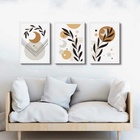 Kit 3 Quadros Luas E Estrelas Boho 24x18cm Moldura Branca