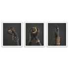 Kit 3 Quadros Mãos Douradas Canvas Moldura Branca 60x40cm