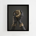 Kit 3 Quadros Mãos Douradas Canvas Moldura Preta 60x40cm