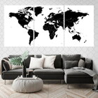 Kit 3 Quadros Mapa Mundi Preto 33x24cm - Com Vidro Moldura:ma