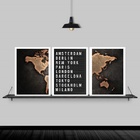 Kit 3 Quadros Mapa Placa De Aeroporto 33x24cm - Com Vidro Mol