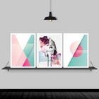 Kit 3 Quadros Marilyn Abstrato Aquarela 24x18cm Moldura:madei