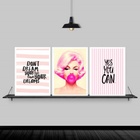 Kit 3 Quadros Marilyn Life Your Dreams 45x34cm - Com Vidro Mo